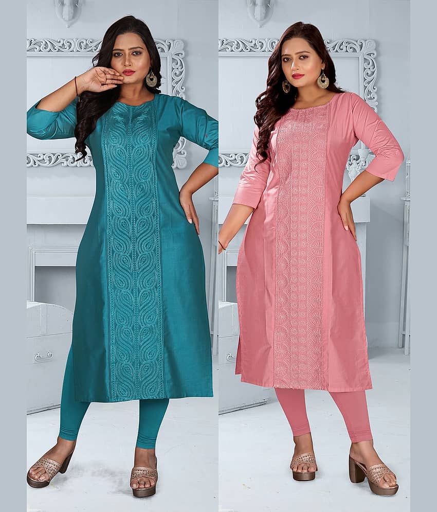 Hetsa Women Chanderi Embroidered A-line Kurti ( Multicolor )