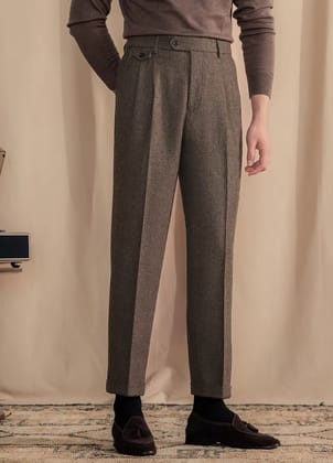 Khakhi Elegant Herringbone Gurkha Pants by Italian Vega®-28