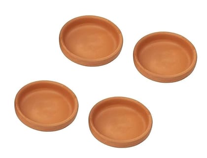 Terracotta Samiti Nizhambad Handmade Terracotta 6 Inch Bottom Tray - Pack of 4