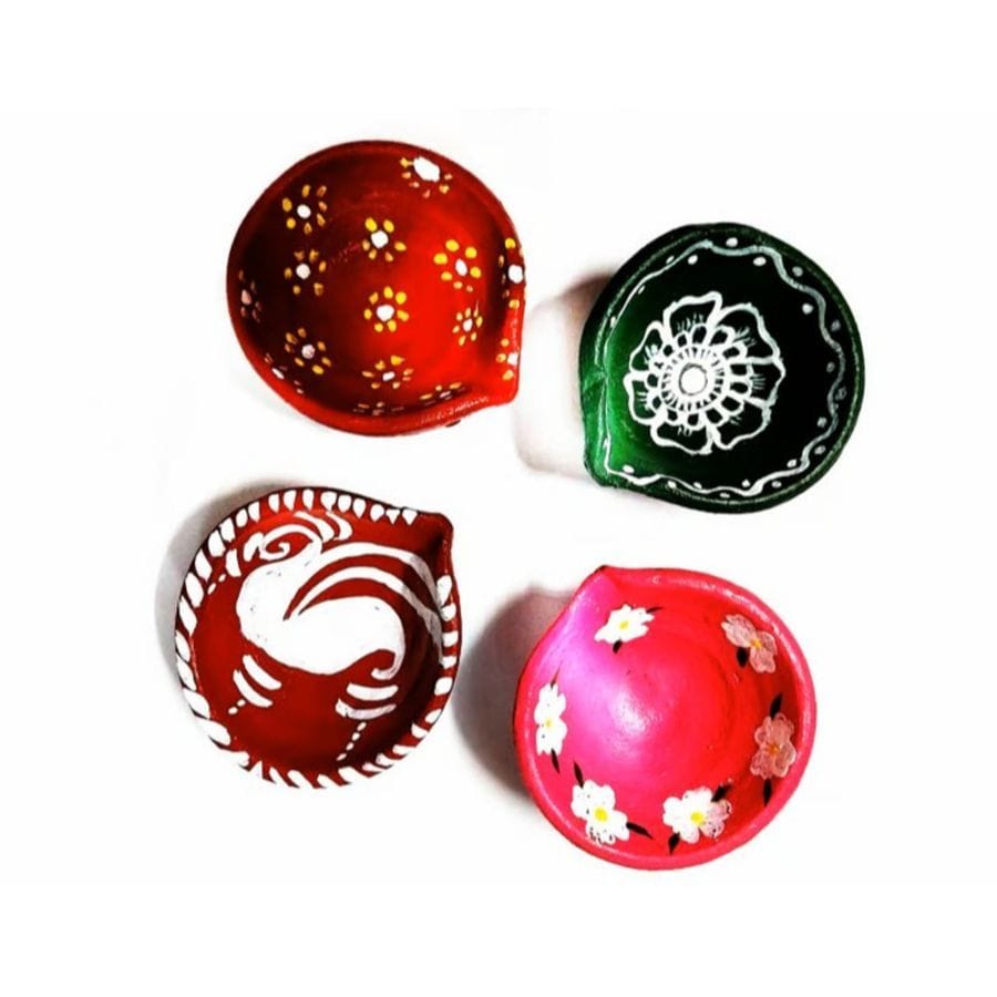 FOUR PIECES COLOURFUL DIYAS