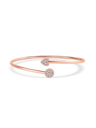 Heart Flex Rose Gold Bangle For Women - Size 2.6