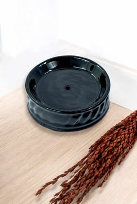 Elegant Ceramic Round Black Soap Dish Tray