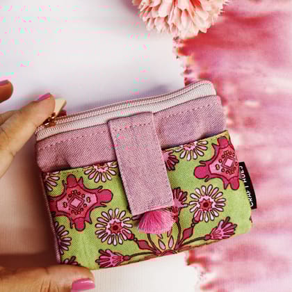 TWIN MINI WALLET-GREEN-PINK TILE
