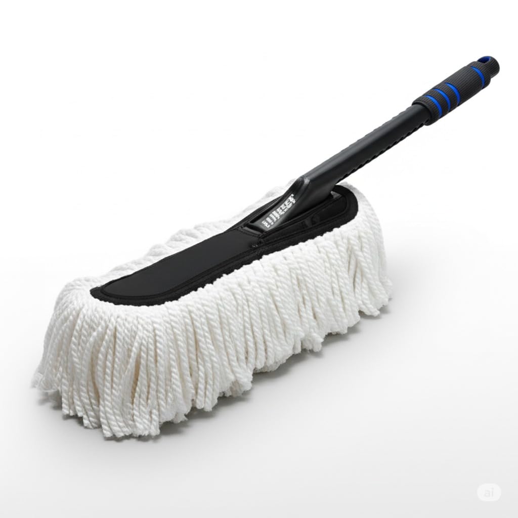 Hiker by Varroc Multi-Purpose Car Duster | Wax-Treated Microfiber Brush for Scratch-Free Cleaning | Long Handle, Reusable, Ideal for Car, Truck, SUV & Home Use