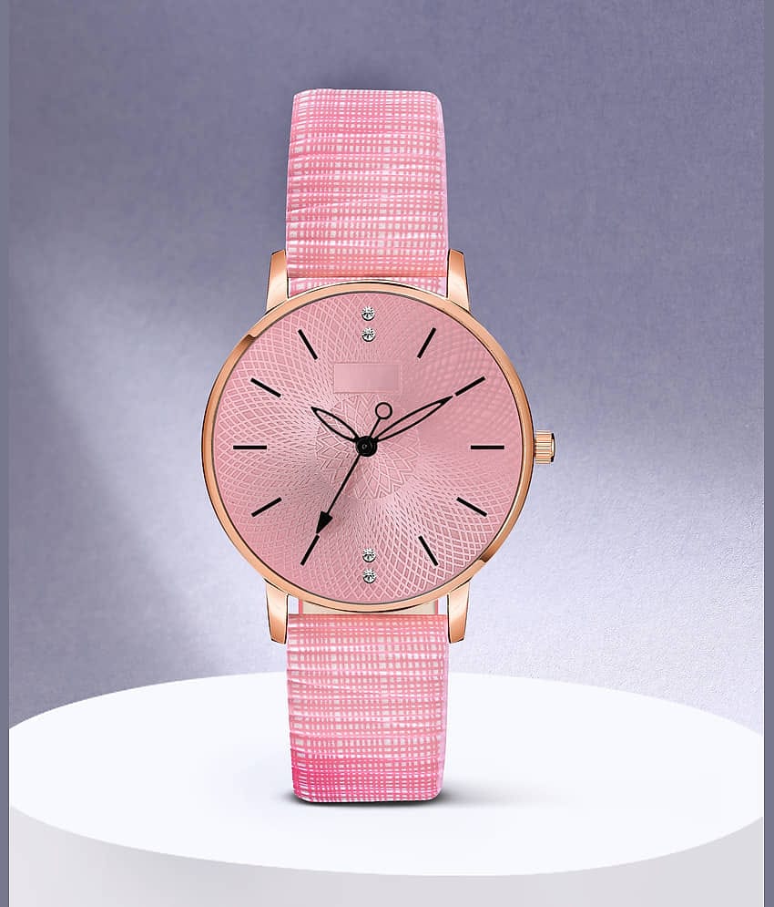 Trex Pink PU Analog Womens Watch