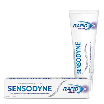 Sensodyne Toothpaste: Rapid Relief Sensitive Toothpaste for fast relief, Dentist Recommended Brand, 80gm
