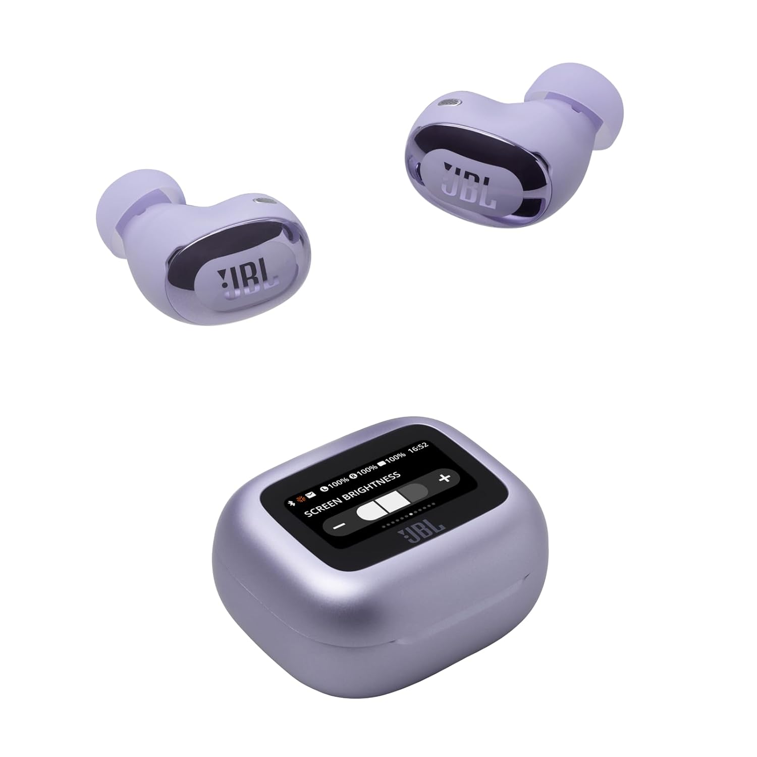 JBL Live Buds 3 TWS, Hi-Res Audio True ANC Earbuds, Smart Case with Touch Display, Personi-Fi 3.0- Purple