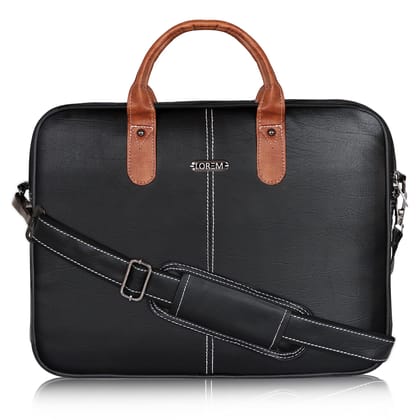 LOREM Black Color faux leather 10L Laptop Messenger Bag For Men & Women New BG71