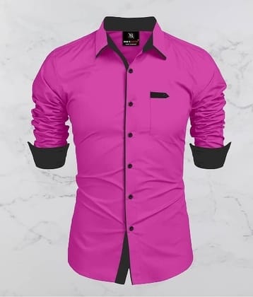 MAN'S SUITUP Cotton Blend Regular Fit Solids Full Sleeves Men's Casual Shirt - pink ( Pack of 1 )