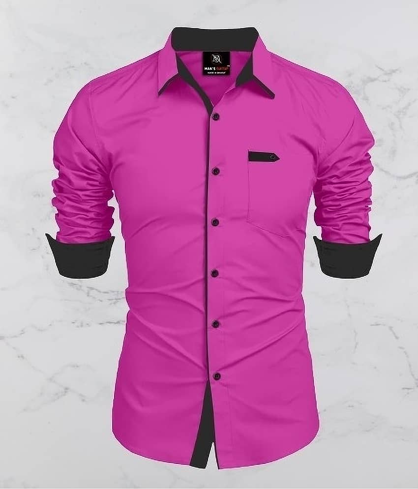 MAN'S SUITUP Cotton Blend Regular Fit Solids Full Sleeves Men's Casual Shirt - pink ( Pack of 1 )