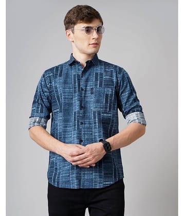 Paul Street - Navy Blue 100% Cotton Slim Fit Men's Casual Shirt ( Pack of 1 )