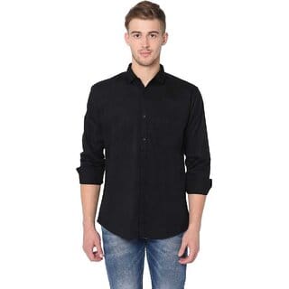 Baleshwar Men Black Solid Formal Shirt (Pack of 1 )