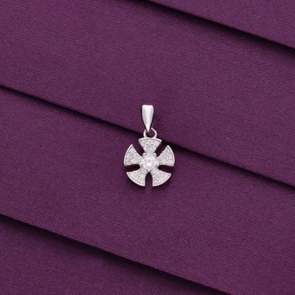 Sterling Silver Zircon Studded Pendant-White Stone / Silver