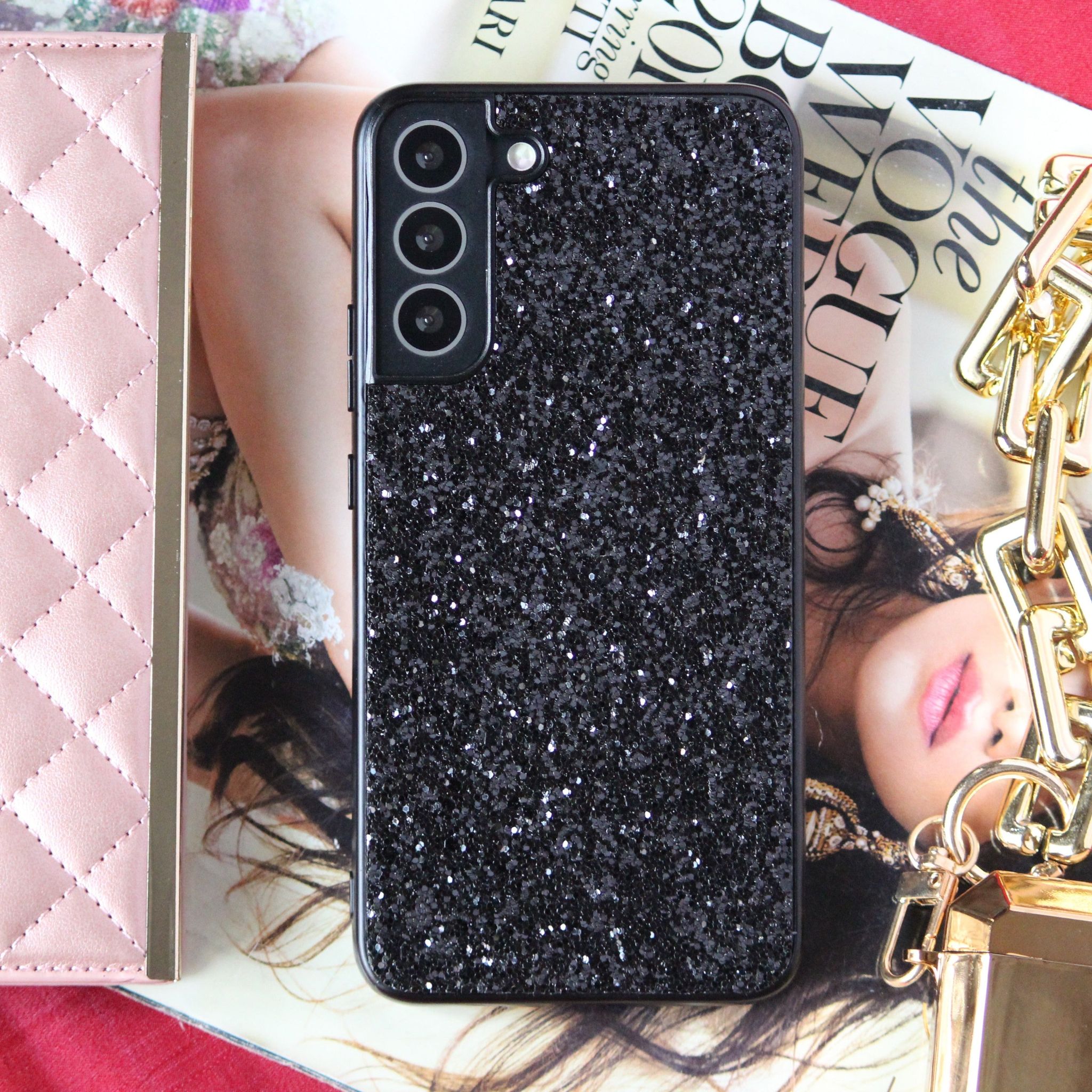 Elegant Black Glitter Bling Sequin Cover-Samsung Galaxy S23