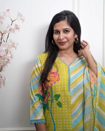 Flex Cotton Printed Kurta Pant & Dupatta-L