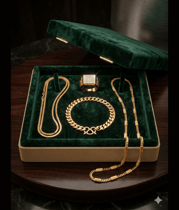 Fadiso Fashion Gold Plated Chains Combo ( Set of 4 )
