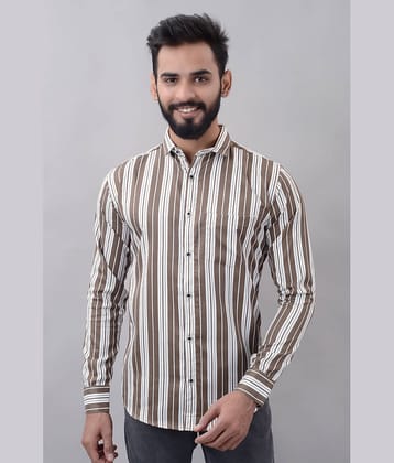 MOUDLIN Cotton Blend Slim Fit Striped Full Sleeves Men's Casual Shirt - Brown ( Pack of 1 )