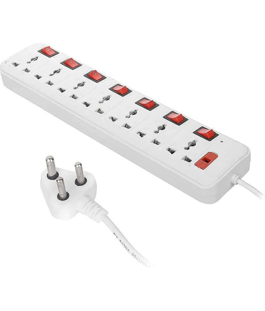 Electro Star 7 Socket Extension Board 6 Ampere with Switches Fuse LED Indicator and 3 Metre Wire