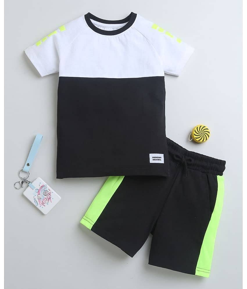 BUMZEE Pack of 1 Boys Cotton T-Shirt & Shorts ( Black )