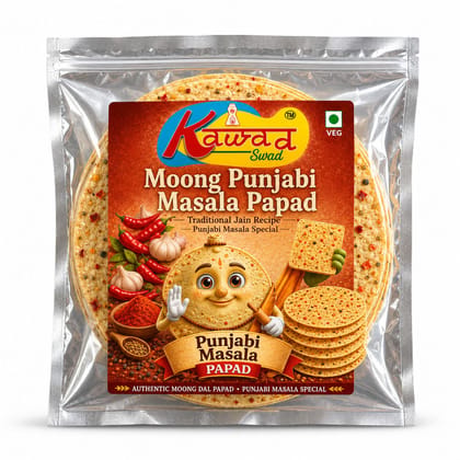 KAWAD SWAD Moong Punjabi Masala Papad 1000g | Traditional Jain Recipe