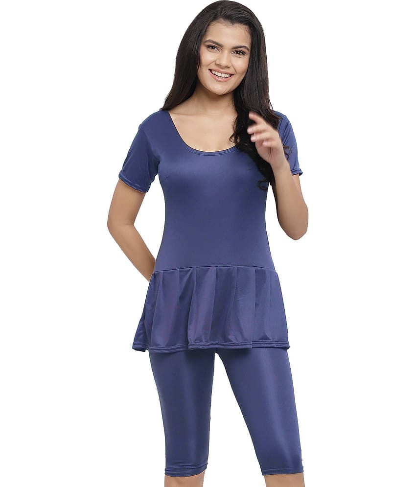 N-Gal Polyester Blue One Piece Swimsuit without Skirt