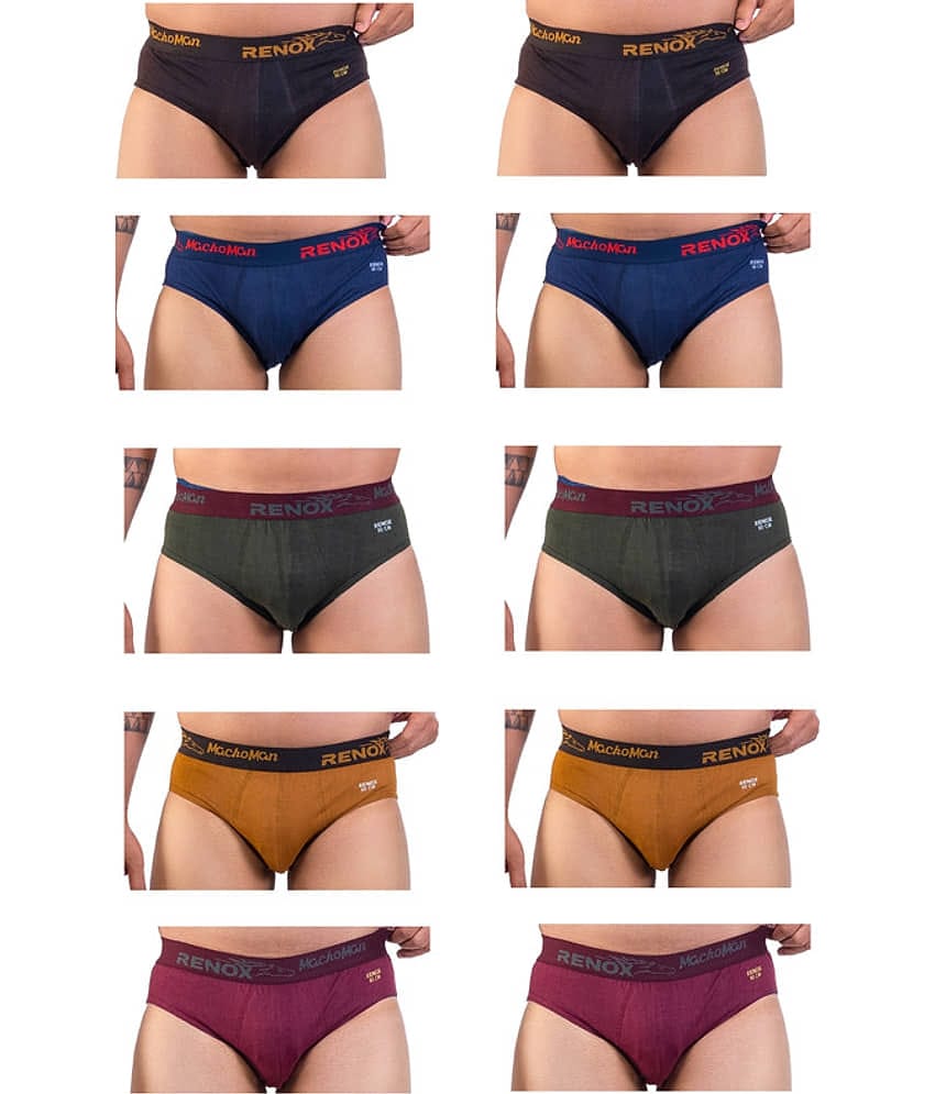 Renox Pack of 10 Cotton Briefs For Men's ( Multicolor1 )
