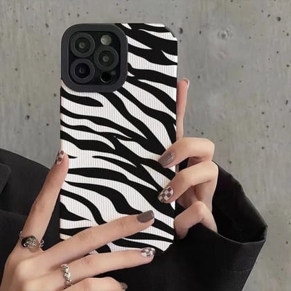 New Zebra Black White Lines Textured iPhone Soft Silicone Case-iPhone 15 Pro Max