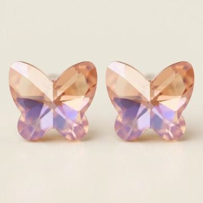 Mint Shimmer Butterfly Crystal Studs - Peach AB | Gold-Tone Anti-Tarnish Imitation Jewellery - Earrings | Buy online on ZillyBuy