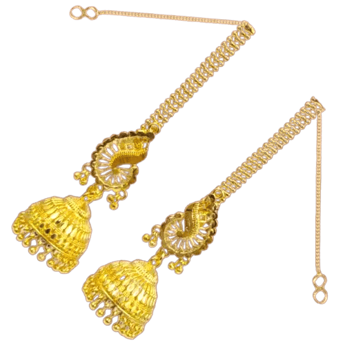 Opulent Gold-Plated Double Curtain Jhumka Earrings – Traditional Indian Bridal Jewelry for Special Occasions