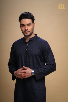 Yamuk Kurta Navy Blue Men-S
