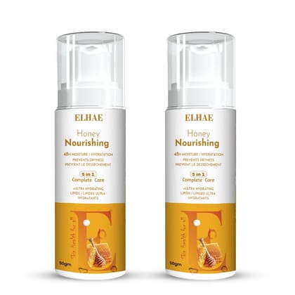 ELHAE Original Scent Dry Skin Lotion Pack of 2, Body and Hand Moisturizer with HYDRALUCENCE Blend and Honey Essence, 50ml Each