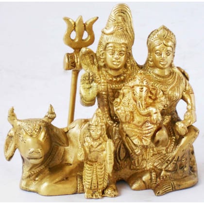 Brass Shiv Parivar Statue - Family God Idol For Mandir, Height : 5.2 Inch (BSMAS1109 C)