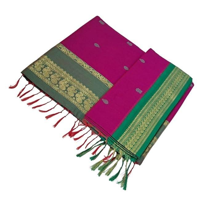 Kalyani Cotton Korvai Border 9.5 Yard's Unstitched Madisar Saree's