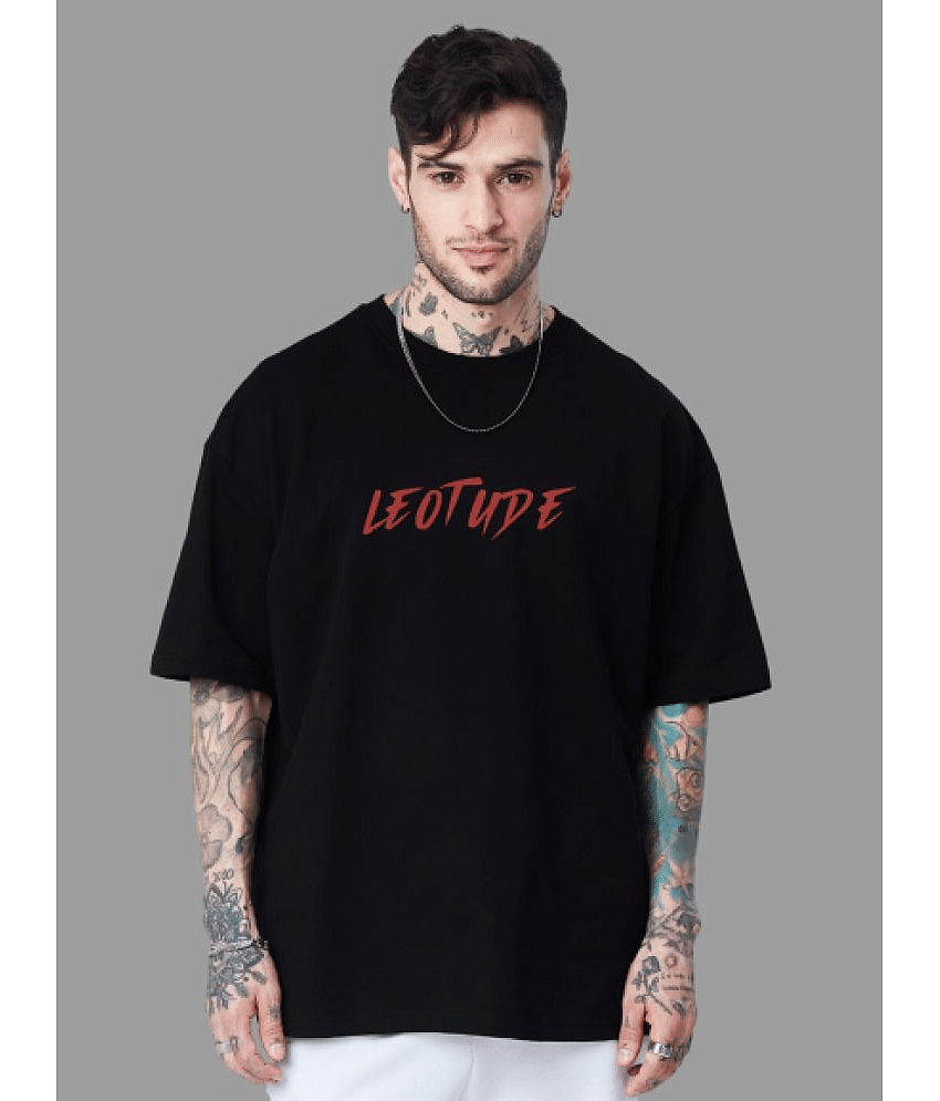 Trond - Black Cotton Blend Oversized Fit Men's T-Shirt ( Pack of 1 )