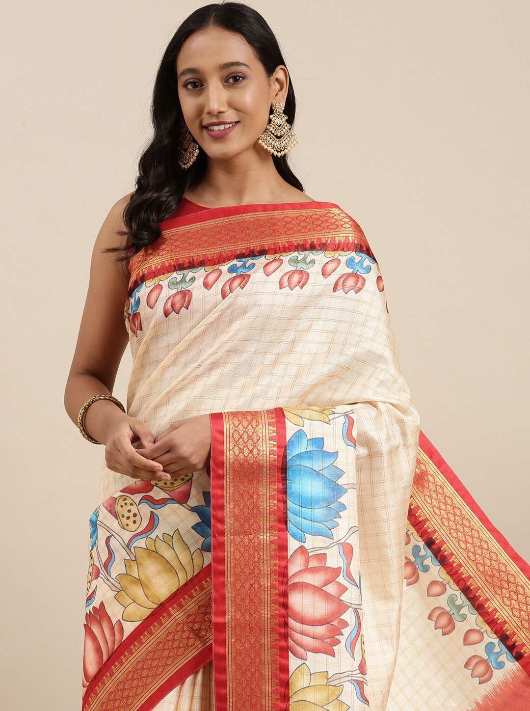 Yavira silk Women's Multi Printed Silk Blend Saree