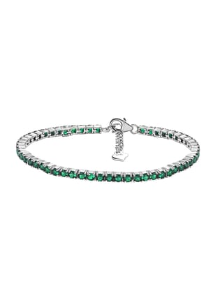 Single Line Emerald Green Tennis Bracelet For Women