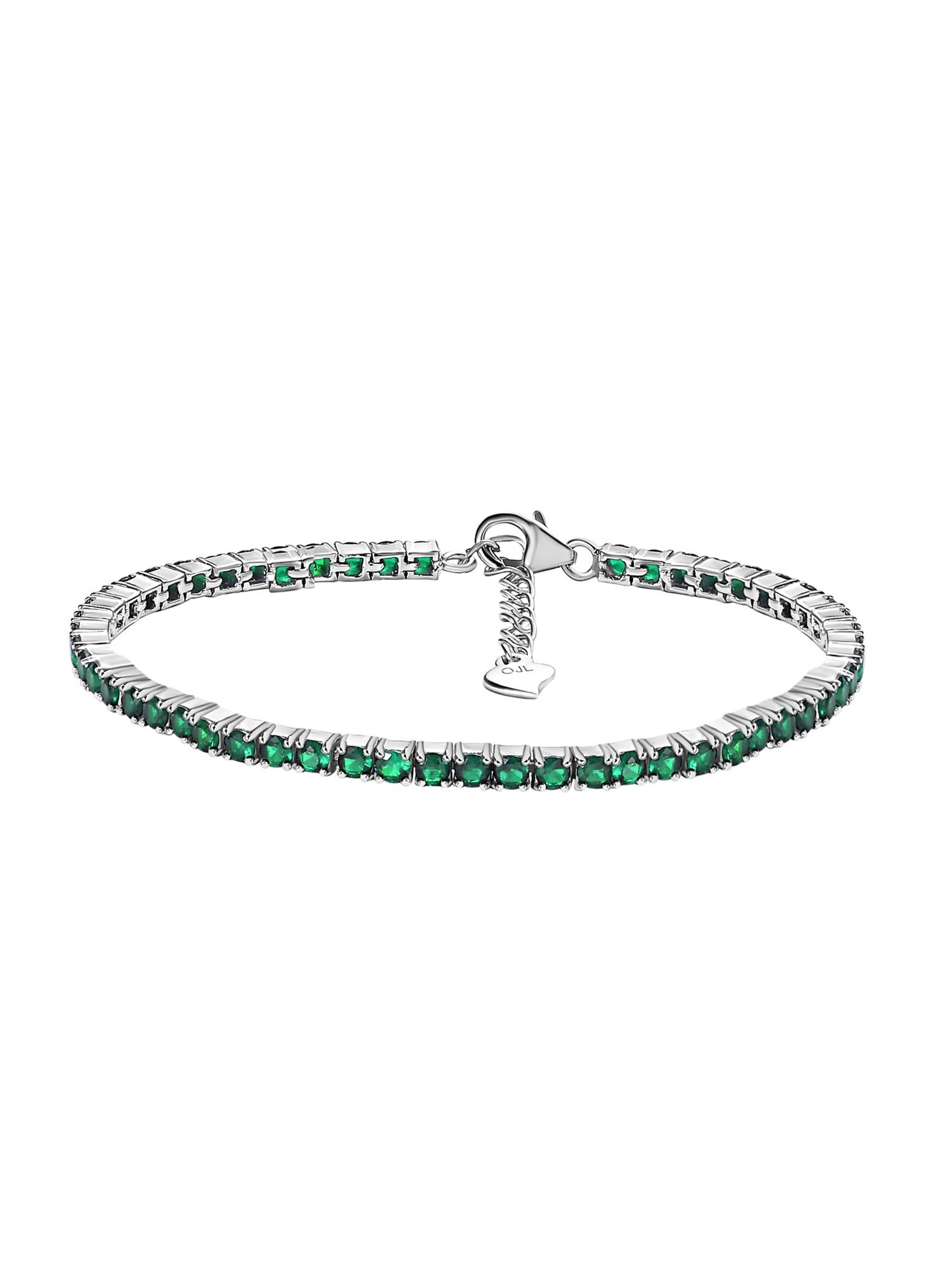 Single Line Emerald Green Tennis Bracelet For Women