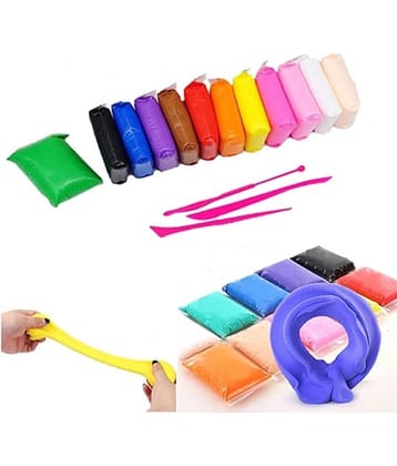 Freedy (Pack of 12) Air Dry Clay, Colorful Children Soft Clay, Creative Art Crafts, Gifts for Kids-Multi Color. Non-Toxic Modeling Magic Fluffy Foam Bouncing Clay Putty Kit for Kids with Tools