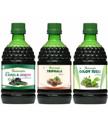 NUTROCOPIA Neem Karela Jamun, Triphala & Giloy Tulsi Juices Pack of 3 of 400 ML(1200 ML)