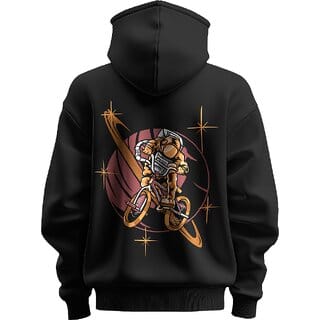 BULL CLOTHING Men's Galactic Rider Black Hoodie  Soft  Durable 280 GSM Fleece  Perfect for Comfort and Style (XL)
