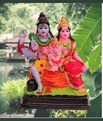 PAYSTORE Resin Shiv Family Idol ( 5 cm )