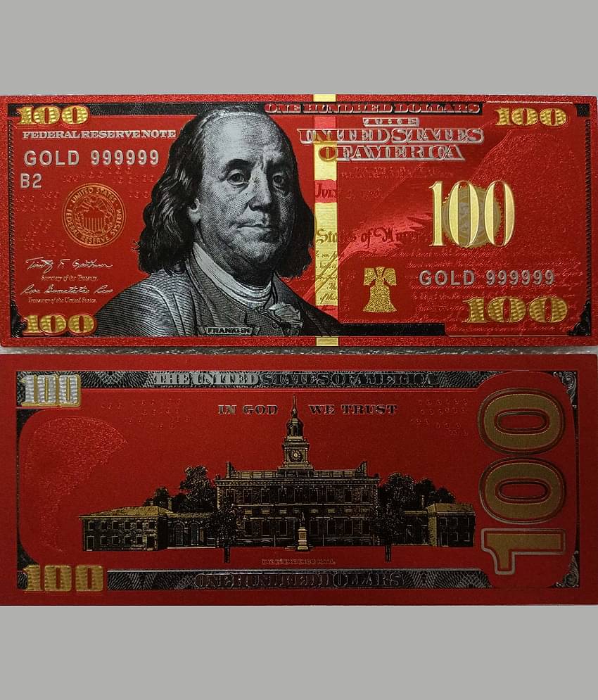 Hop n Shop - New 100 US Dollar Bill 24Kt Gold Plated 1 Paper currency & Bank notes