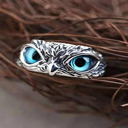 Owl Silver Ring - Adjustable (Unisex)-SMALL