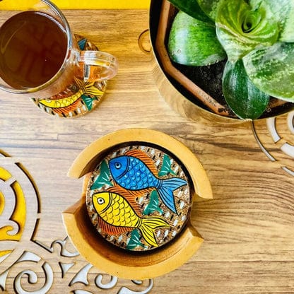 Neer - Round Wooden Coasters Set of 6 Neer - Round Wooden Coasters Set of 6
