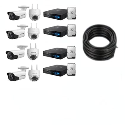 CCTV Complete Security Combo, 4 Channel DVR, 4 Dome Cameras, 4 Bullet Cameras, 500GB Hard Disk, 4 Channel Power Supply, 90 Meter Wire Bundle