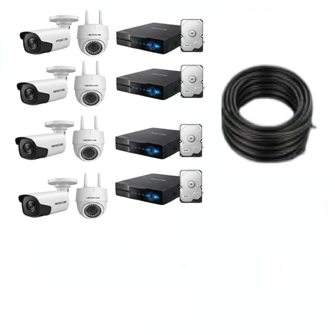 CCTV Complete Security Combo, 4 Channel DVR, 4 Dome Cameras, 4 Bullet Cameras, 500GB Hard Disk, 4 Channel Power Supply, 90 Meter Wire Bundle