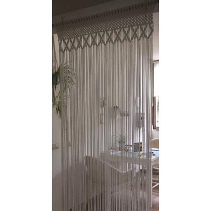 Handmade Macrame White Curtain (5 Feet X 4 Feet)