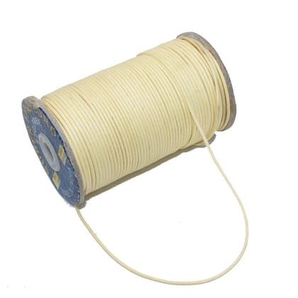 Cream Waxed Cotton Cord Size - 1.5 MM , COTT-007-Per Roll of 5 Meter / 1.5 MM