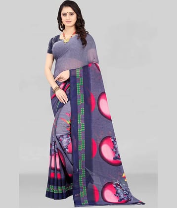 LEELAVATI Georgette Printed Saree With Unstitched Blouse Piece ( Light Blue )