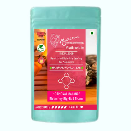 HORMONAL BALANCE Blooming Big Bud Tisane - A Tea That Blossoms, Balances & Delights (50 gm - Makes 25 Cups of Tea) by M/S RADHIKAS FINE TEAS AND WHATNOTS